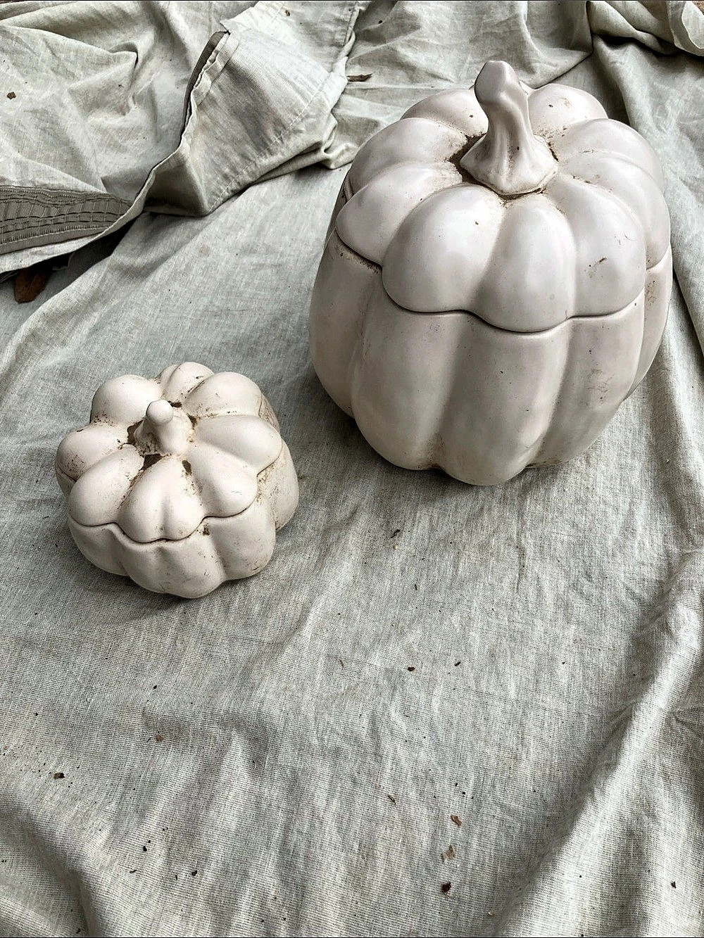 White Pumpkin Fall Halloween Thanksgiving Decor soup tureen bowls lid jars